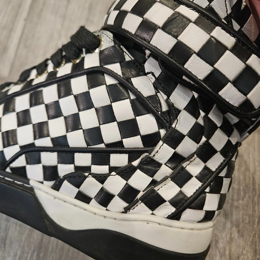 Givenchy Tyson High Top‎ Sneakers Womens Size 37 US 6.5 Checkered Leather Bold